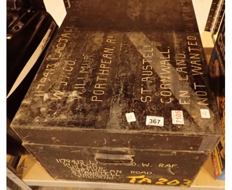 Vintage metal trunk marked RAF not wanted on voyage 