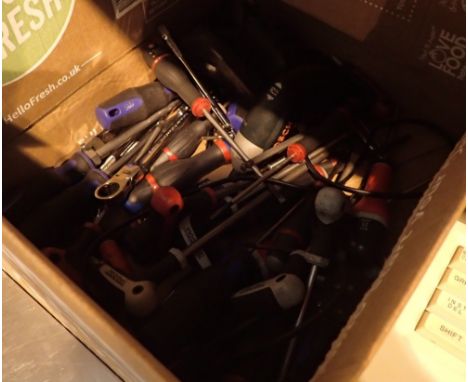 Selection of quality small tools including Teng Facom screwdrivers combi spanners rechargeable driver etc