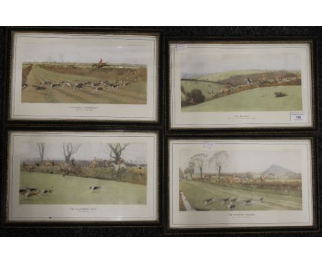 Four 19th century CECIL ALDIN Hunting prints, each framed and glazed. Each 30 x 14 cm.