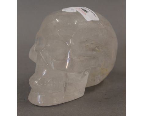 A crystal model of a skull. 9.5 cm high.