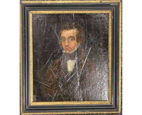 18TH/19TH CENTURY, Portrait of a Gentleman, oil on board, framed. 15.5 x 18 cm.