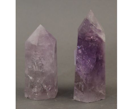 A pair of amethyst obelisks.