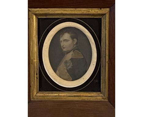 Framed and glazed print of Napoleon Bonaparte, 12 x 10; framed and glazed print of Josephine, 12 x 10cm; a framed a glazed li