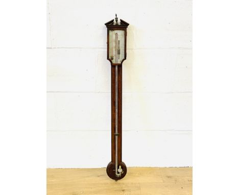 Mahogany stick barometer with silvered face, manufactured by Joseph Donegan, 99cm. Estimate: £35-60