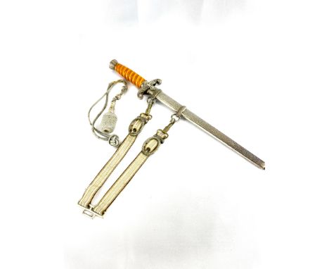A German WWII army (Heer) officer's dagger, with blade marked Alcoso Solingen, blade length 25cm. total length in scabbard 40