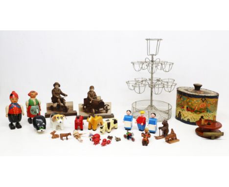 A mixed lot to include; a 20th century tiered wire egg holder/caddy, used for hard boiled eggs for sale at cafes, the top ori