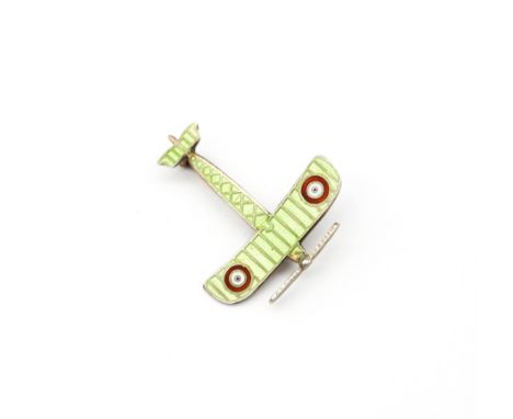 A scarce WW1 era silver and enameled fighter plane brooch. Fully hallmarked for Birmingham 1917, with the makers mark for G. 