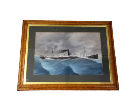 English School (early 20th Century) Portrait of the steam ship Calcutta gouache, 45 x 66cm, framed and glazed 