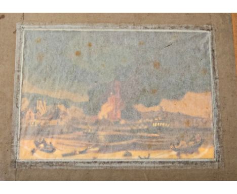 English School (19th Century) The Medway Steam Boat on Fire transforming watercolour, 16 x 22.5cm titled on mount, framed and