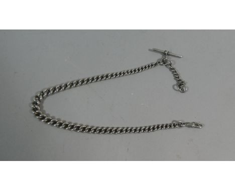 A Silver Watch Chain with T Bar, 40gms 