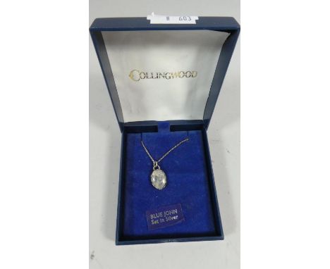 A Silver Chain with Blue John Locket 