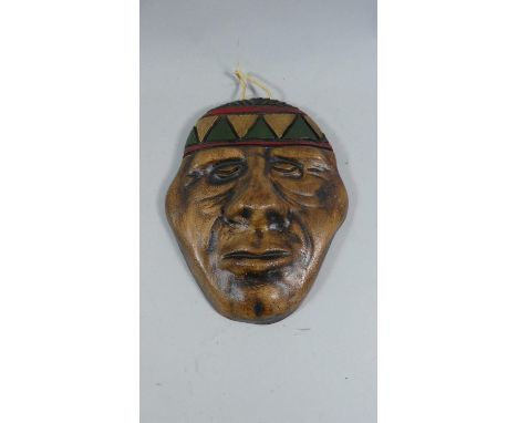 A Wall Hanging Ethnic Ceramic Plaque Inscribed Verso, Lonko Mapuche, 22cm High 