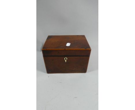 A Mid 19th Century Two Division Mahogany Tea Caddy with Ivory Escutcheon, 18cm Wide 