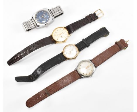 A collection of vintage watches. The watches include Timex, DeIvina Incabloc, Cronel, Cyma Triplex Cyma flex.&nbsp; Faces mea