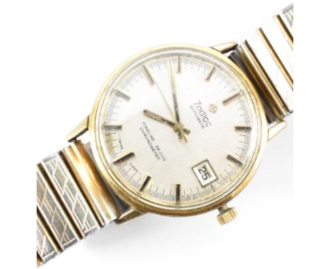A vintage gentleman's 1970s Zodiac automatic Kingline 36000 chronometer wrist watch having a silvered dial with gilt baton ma