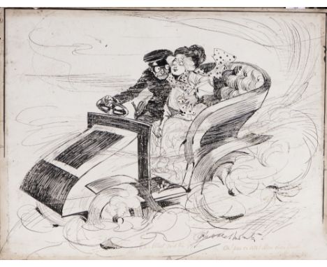 FRANK REYNOLDS (1876-1953) 'Conscription up to Date', signed and indistinctly inscribed, with caricature sketch, 34 x 26cm; a