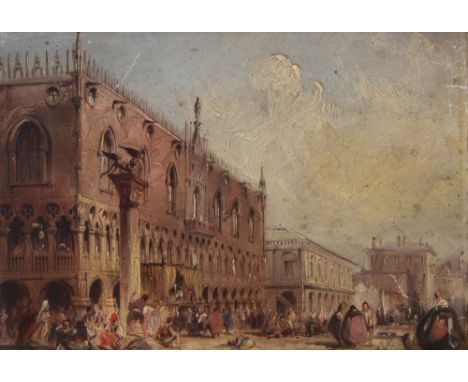 ATTRIBUTED TO EDWARD PRITCHETT (1808-1894) Venetian scenes, a pair, oils on panel, 12 x 17.5cm (2)