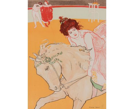 RICHARD RANFT (1862-1931) 'L'Ecuyere', lithograph in colours from L'Estampe Moderne, 1897, 35 x 24cm, with original tissue gu