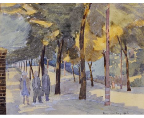 ANNE SPALDING (b. 1911) 'Ladbroke Grove I', signed and dated 1946, watercolour, 16 x 22cm Exh. Sally Hunter Fine Art May/June