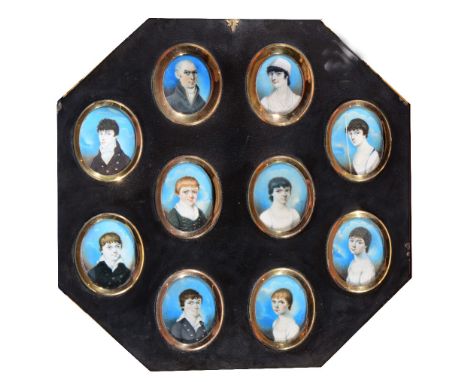 JOHN STOPFORD OF TAPLOW Portrait miniatures of the family of J.B & S. Wise c. 1803, a group of ten on ivory, each sitter name