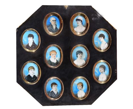 JOHN STOPFORD OF TAPLOW Portrait miniatures of the family of J.B & S. Wise c. 1803, a group of ten on ivory, each sitter name