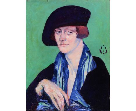 ALFRED AARON WOLMARK (1877-1961) Portrait of a lady, signed with monogram, oil on board, 51 x 38.5cm