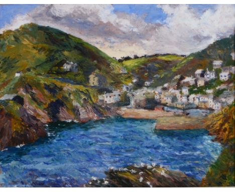 MARGARET NIVEN (1906-1997) 'Polperro Harbour', signed, oils on panel, 31 x 39cm Exh. The Royal Institute of Oil Painters Picc