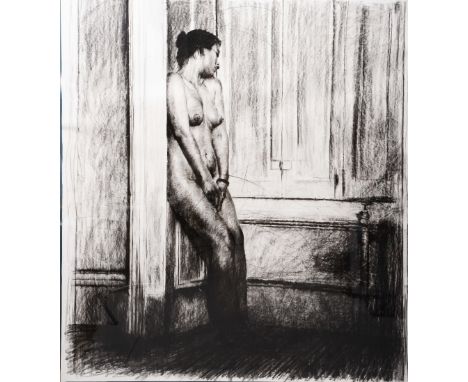 CLARE SHENSTONE (b. 1948) Woman in a corner, signed, pencil and charcoal drawing, 148 x 126cm Clare Shenstone, graduated from