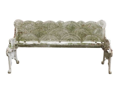 A cast iron bench, designed by Thomas Jekyll (1827-1881) for Barnard, Bishop, Barnard in 1878, cast with Seigaiha wave design