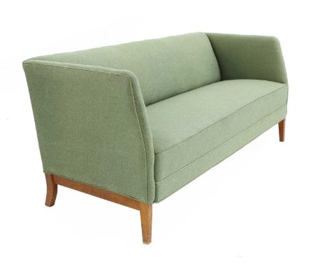 A Danish box sofa,1940s, with an oak frame, 182cm wide81cm deep78cm high, seat 45cm highCondition report: Some stains to the 