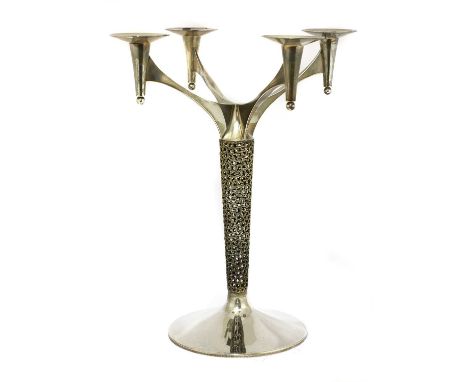 A silver-gilt four branch candelabra,by Stuart Devlin, London 1977,30cm diameter35cm high, 28ozt approximatelyCondition repor