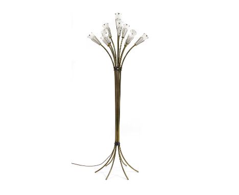 A French multi-light standard lamp,1950s, 169cm highCondition report: Good overall condition. With bayonet fittings. Electric