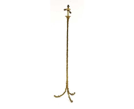 A French standard lamp,1950s, gilt metal, cast as a palm tree, lacking fitting and shade,156cm high