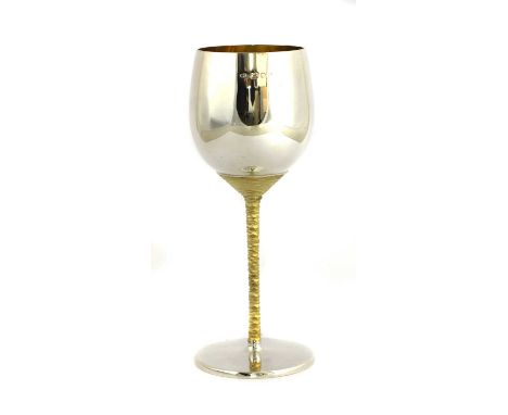 A silver gilt wine goblet,by Stuart Devlin, London 1972,numbered 2/19 for Viners, with certificate and original case,17.5cm h