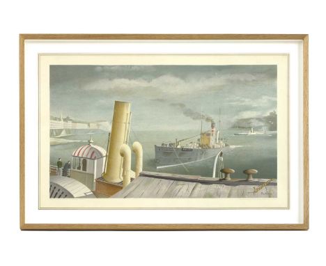 *Felix Kelly (1914-1994)'Drifter and Paddle Steamers'No. 15, a coloured lithographic Schools' print, printed by Baynard Press