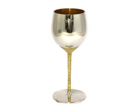 A silver gilt wine goblet,by Stuart Devlin, London 1972, numbered 5/19 for Viners, with certificate and original case,17.5cm 