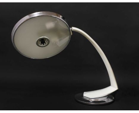 A Fase 'Boomerang 2000' desk lamp,in chrome and white enamel, on a revolving base, moulded mark and label to edge, 53cm long3