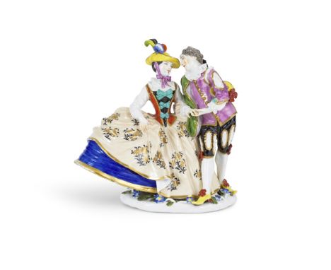Groupe en porcelaine de Meissen figurant « Les Amants espagnols », circa 1740-45A Meissen group of 'Spanish Lovers,' circa 17