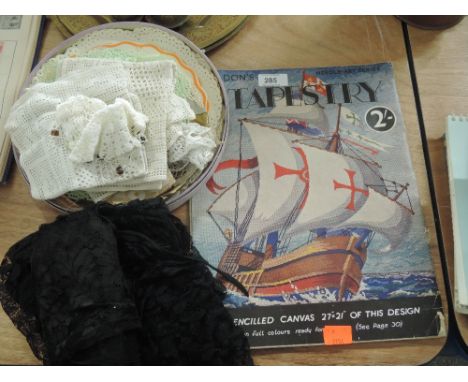 A selection of vintage needlework and tapestry related items