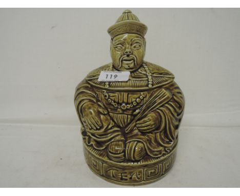A vintage ceramic tea caddy by Sadler in the form of a happy oriental man no. 971334