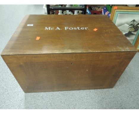 A treen and brass handle trunk or bedding box 