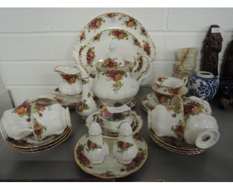 A part Tea/Dinner service by Royal Albert in the Old Country Roses pattern 33 pieces approx 