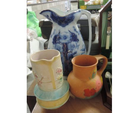 A selection of vintage ceramics including early jug marked RdNo. 7351