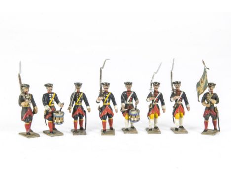 Mignot Gardes Francais of Louis XV, (26), plus (6) paint variation probably depicting a different regiment, all post WW2 / 19