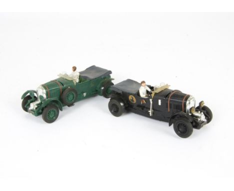 Tri-ang Scalextric C64 4.5 Litre Bentley (1929), two examples, one black, one dark green, F-G, green lacks headlight glass an