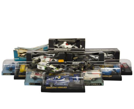 1970s-80s Scalextric Slot Racing Cars, C134 Elf Renault RS-01, C137 Ligier JS11, C135 Elf Tyrrell 008, C129 March Ford, C121 