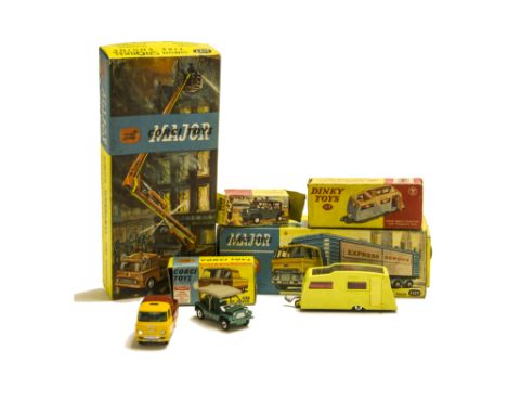 Corgi Major Toys 1137 Ford Articulated Truck, 1127 Simon Snorkel Fire Engine, 465 Commer Pick-Up Truck, Dinky Toys 117 Four B