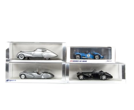 Sparkmodel by Minimax, S2703 Delage D8 120, 43LM50 Talbot Lago T26 GS, S2717 Bugatti 57S Roadster, S2701 Bugatti 57 S Ganglof