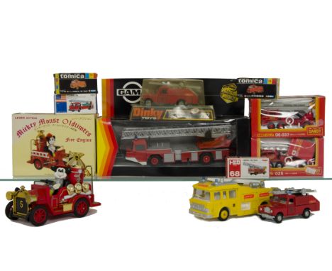 Fire Service Vehicles by Various Makers, including Dinky Toys 282 Land Rover Fire Appliance, Corgi Major Toys 1127 Simon Snor