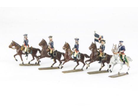 Mignot Cavalry of Louis XV (Anjou Regt. (5), 1950s production, 3 other cavalry, 2 pre and 1 post WW2 production, generally G,